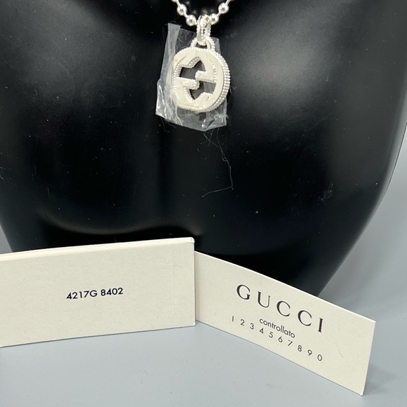 Authentic GUCCI Sterling Silver Double G Pendant Necklace - Picture 7 of 16